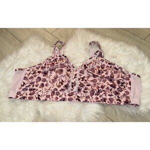 Comfort Choice Wire Free Unlined Bra Floral Print Womens 54C Pink